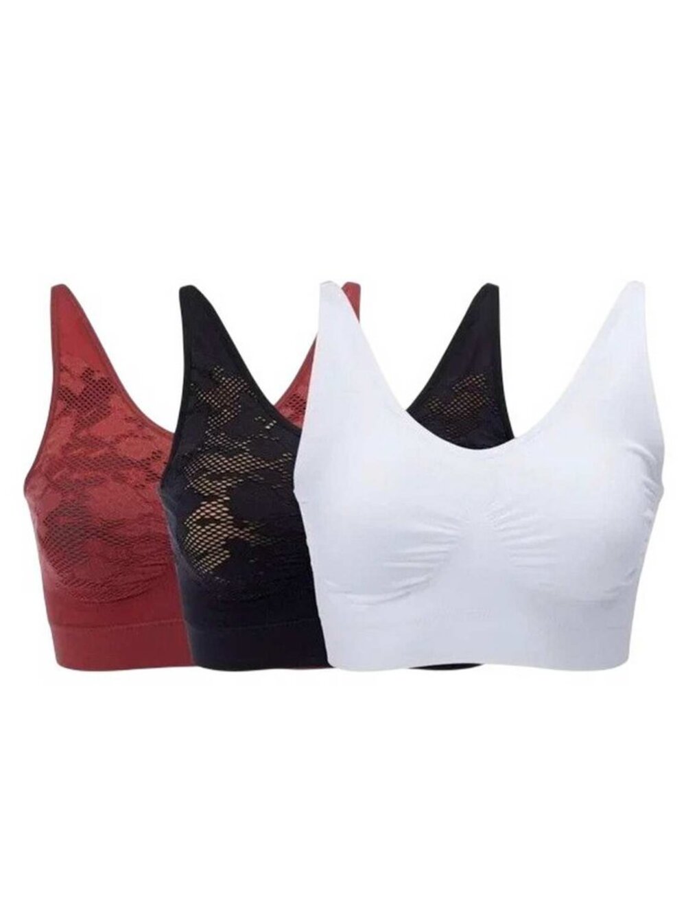 Rhonda Shear Ahh Bra with Adjustable Straps and Lace Detail 3 Pack